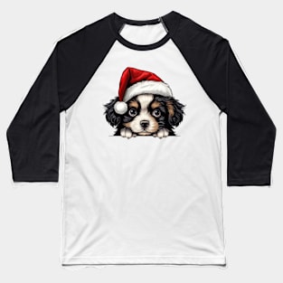 Christmas Peeking Puppy Baseball T-Shirt